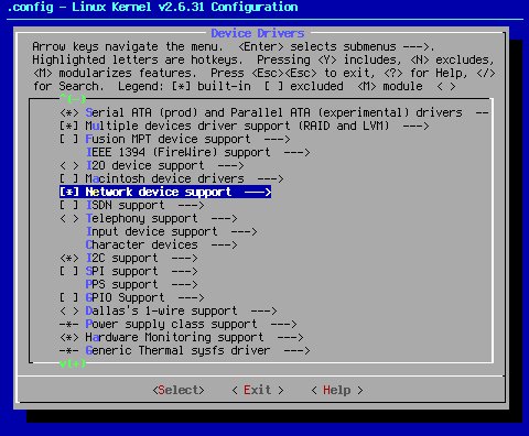 Menuconfig: Network device support