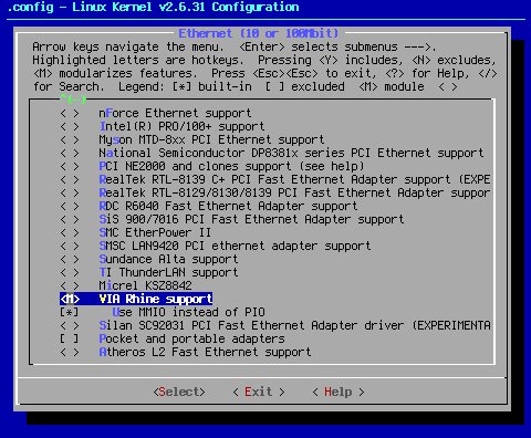Menuconfig: VIA Rhine support