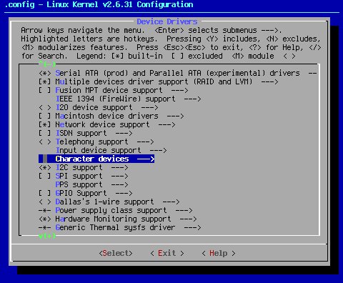 Menuconfig: Character devices
