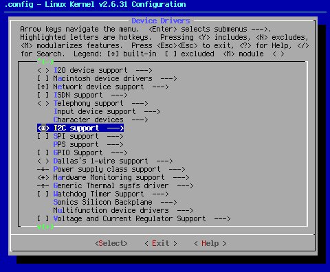 Menuconfig: Chipset I2C support (I2C)