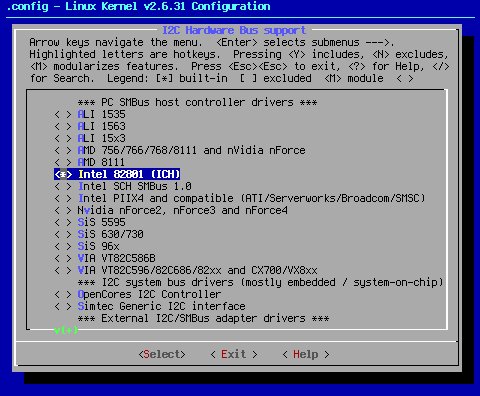 Menuconfig: Chipset I2C support (I2C)