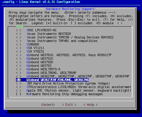 Menuconfig: W83627EHF chip