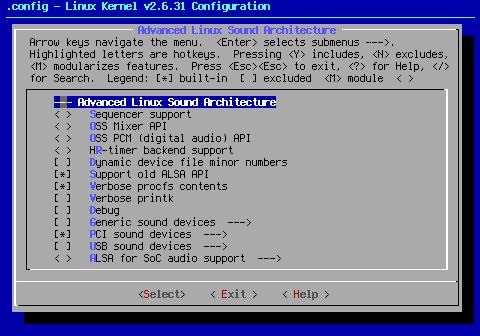 Menuconfig: Basic ALSA configuration