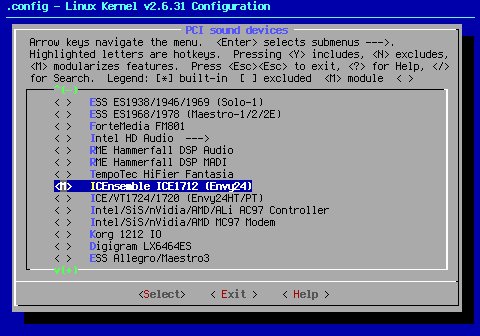 Menuconfig: PCI sound device driver configured as a module