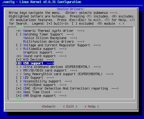Menuconfig: USB support