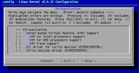 Virtualization menu x86