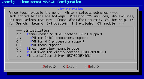 Virtualization menu x86_64