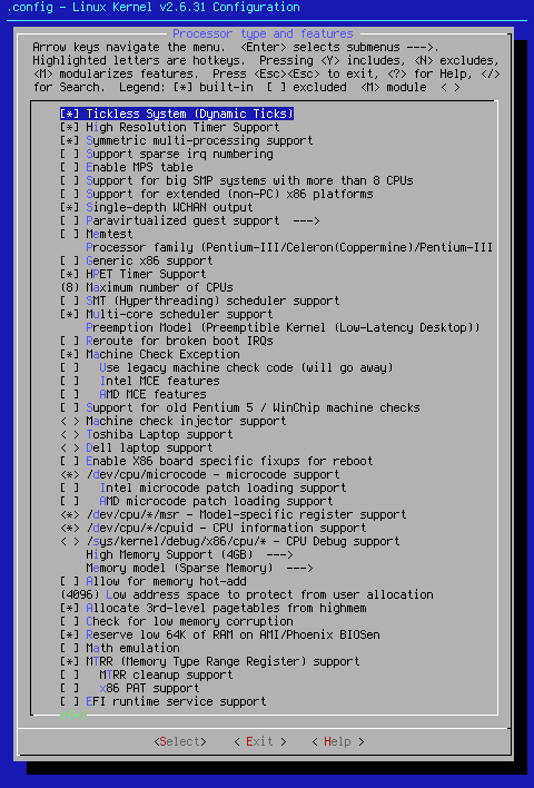 Processor type and features for x86