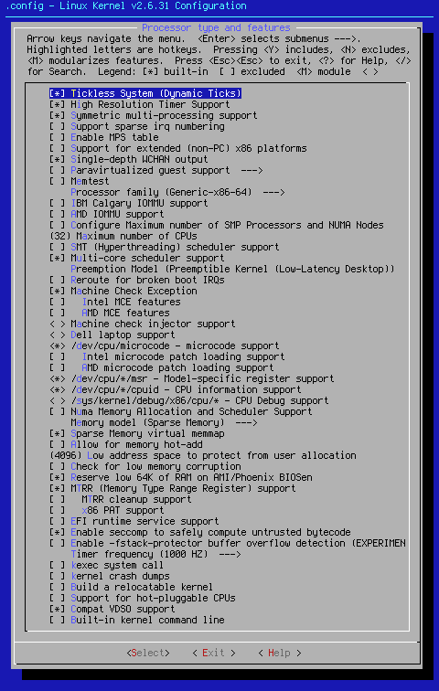 Processor type and features for x86_64