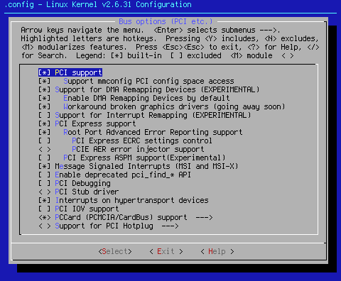 Bus options (PCI, etc.); x86_64